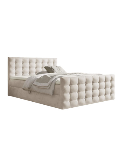 Łóżko kontynentalne Calvani 200x200, tapicerowane, materace, topper, pojemnik, Gruszka Meble