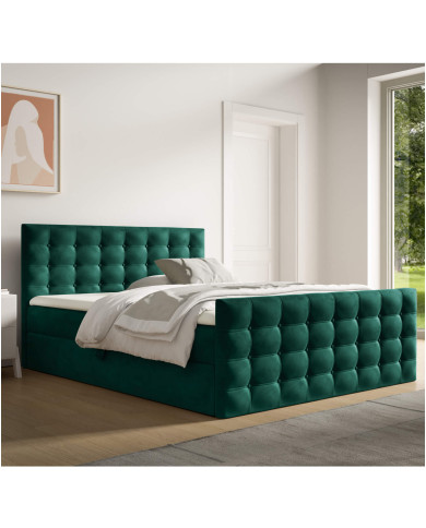 Łóżko kontynentalne Calvani 200x200, tapicerowane, materace, topper, pojemnik, Gruszka Meble