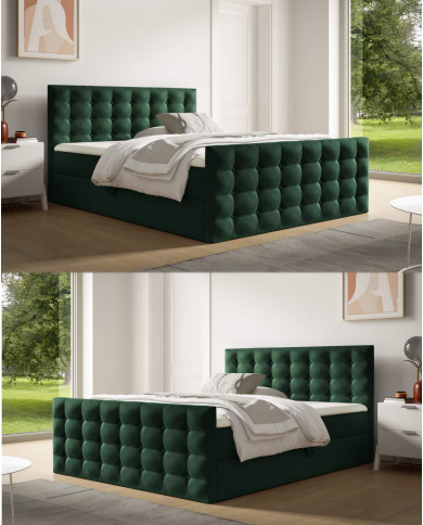 Łóżko kontynentalne Calvani 200x200, tapicerowane, materace, topper, pojemnik, Gruszka Meble