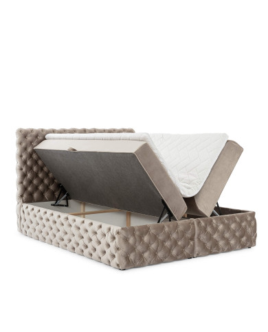 Łóżko kontynentalne Castel 120x200, tapicerowane, materace, topper, pojemnik, Gruszka Meble Łóżko kontynentalne Castel 120x200, tapicerowane, materace, topper, pojemnik, Gruszka Meble