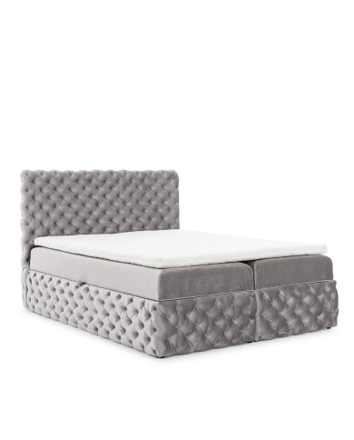 Łóżko kontynentalne Castel 140x200, tapicerowane, materace, topper, pojemnik, Gruszka Meble Łóżko kontynentalne Castel 140x200, tapicerowane, materace, topper, pojemnik, Gruszka Meble