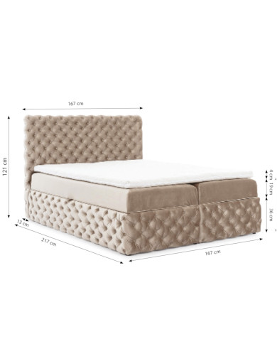 Łóżko kontynentalne Castel 140x200, tapicerowane, materace, topper, pojemnik, Gruszka Meble Łóżko kontynentalne Castel 140x200, tapicerowane, materace, topper, pojemnik, Gruszka Meble
