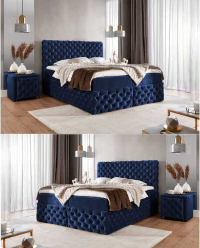 Łóżko kontynentalne Castel 160x200, tapicerowane, materace, topper, pojemnik, Gruszka Meble Łóżko kontynentalne Castel 160x200, tapicerowane, materace, topper, pojemnik, Gruszka Meble