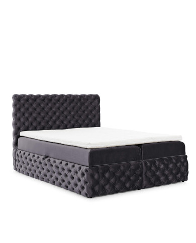 Łóżko kontynentalne Castel 180x200, tapicerowane, materace, topper, pojemnik, Gruszka Meble Łóżko kontynentalne Castel 180x200, tapicerowane, materace, topper, pojemnik, Gruszka Meble