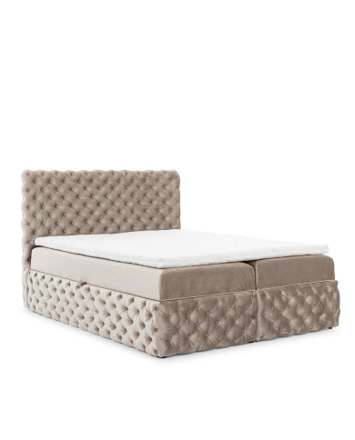 Łóżko kontynentalne Castel 200x200, tapicerowane, materace, topper, pojemnik, Gruszka Meble Łóżko kontynentalne Castel 200x200, tapicerowane, materace, topper, pojemnik, Gruszka Meble