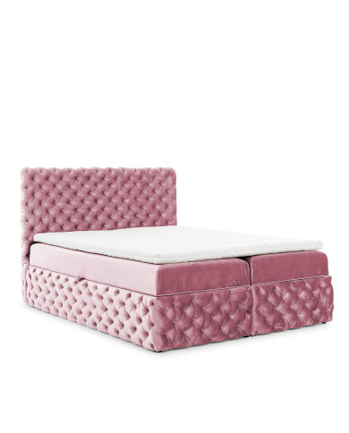 Łóżko kontynentalne Castel 200x200, tapicerowane, materace, topper, pojemnik, Gruszka Meble Łóżko kontynentalne Castel 200x200, tapicerowane, materace, topper, pojemnik, Gruszka Meble