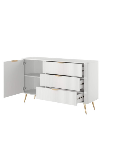 Komoda Lante D 138 d3s, szuflady, drzwi, Biała, Laski Meble Komoda Lante D 138 d3s, szuflady, drzwi, Biała, Laski Meble