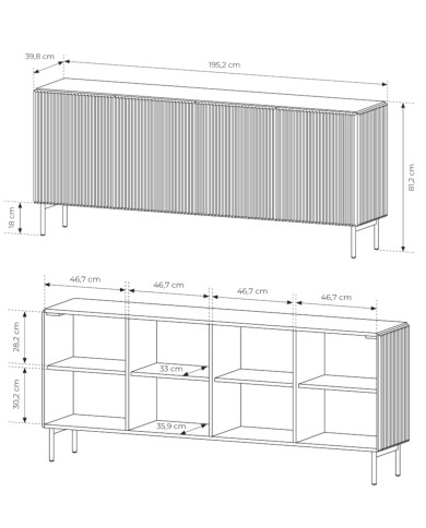 Komoda Muti B 195 4D, czterodrzwiowa, Czarna, Laski Meble Komoda Muti B 195 4D, czterodrzwiowa, Czarna, Laski Meble