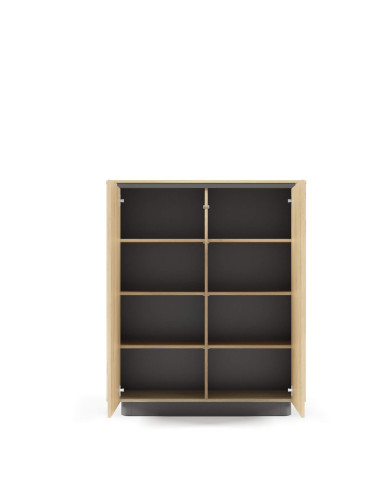 Komoda Wysoka Torro 2D, dwudrzwiowa, Dąb cremona/ Czarny, Laski Meble Komoda Wysoka Torro 2D, dwudrzwiowa, Dąb cremona/ Czarny, Laski Meble