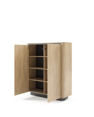 Komoda Wysoka Torro 2D, dwudrzwiowa, Dąb cremona/ Czarny, Laski Meble Komoda Wysoka Torro 2D, dwudrzwiowa, Dąb cremona/ Czarny, Laski Meble