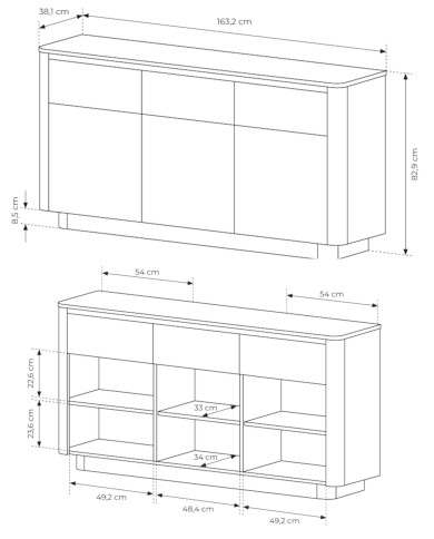 Komoda Torro 163 3D3S, drzwi, szuflady, Dąb cremona/ Czarny, Laski Meble Komoda Torro 163 3D3S, drzwi, szuflady, Dąb cremona/ Czarny, Laski Meble