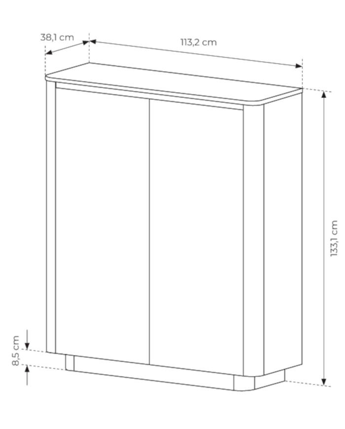 Komoda Wysoka Torro 2D, dwudrzwiowa, Dąb cremona/ Czarny, Laski Meble
