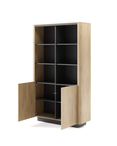 Regał Torro 2D , wnęki, szuflady, Dąb cremona/ Czarny, Laski Meble Regał Torro 2D , wnęki, szuflady, Dąb cremona/ Czarny, Laski Meble