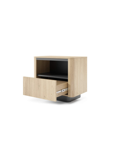 Szafka nocna Torro 1S, szuflada, wnęka, Dąb cremona/ Czarny, Laski Meble Szafka nocna Torro 1S, szuflada, wnęka, Dąb cremona/ Czarny, Laski Meble