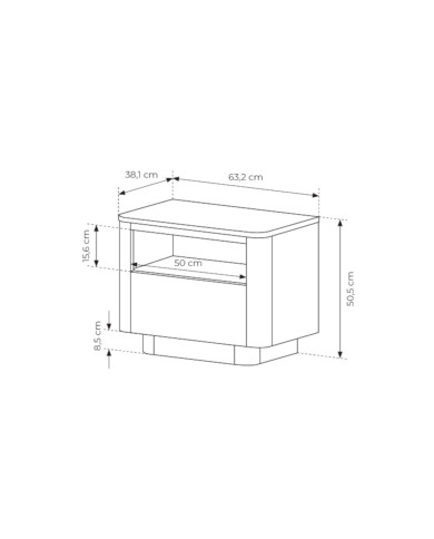 Szafka nocna Torro 1S, szuflada, wnęka, Dąb cremona/ Czarny, Laski Meble Szafka nocna Torro 1S, szuflada, wnęka, Dąb cremona/ Czarny, Laski Meble