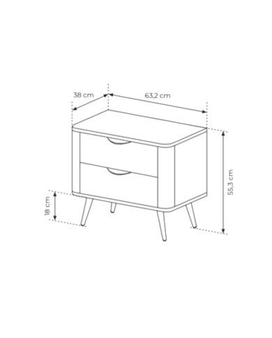 Szafka nocna Veris 2S, szuflady, Dąb dunin/ Czarny, Laski Meble Szafka nocna Veris 2S, szuflady, Dąb dunin/ Czarny, Laski Meble