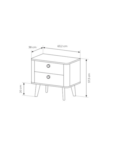 Szafka nocna Viki 2S, szuflady, Dąb barista, Laski Meble Szafka nocna Viki 2S, szuflady, Dąb barista, Laski Meble