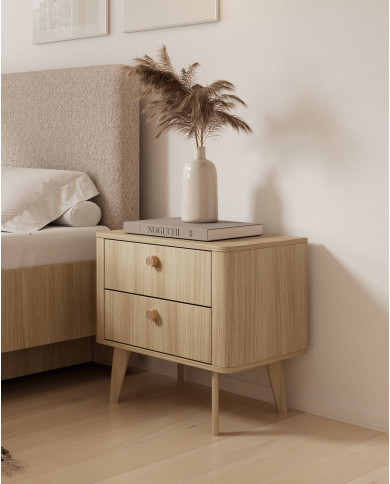 Szafka nocna Viki 2S, szuflady, Dąb barista, Laski Meble Szafka nocna Viki 2S, szuflady, Dąb barista, Laski Meble