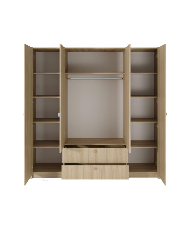 Szafa Viki 213 4D2S, z lustrami, czterodrzwiowa do sypialni, Dąb barista, Laski Meble Szafa Viki 213 4D2S, z lustrami, czterodrzwiowa do sypialni, Dąb barista, Laski Meble