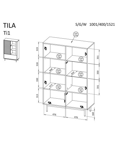 Witryna Tila Ti1, przeszklona, drzwiczki, klapa, Cashmere/ Dab olejowany, DOLMAR Witryna Tila Ti1, przeszklona, drzwiczki, klapa, Cashmere/ Dab olejowany, DOLMAR