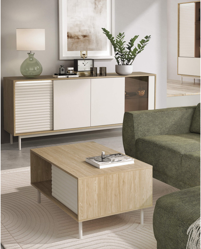 Komoda Tilia Ti2, z drzwiami, Cashmere/ Dąb olejowany, DOLMAR