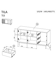 Komoda Tilia Ti3, z drzwiami i szufladami, Cashmere/ Dąb olejowany, DOLMAR