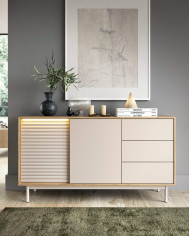 Komoda Tilia Ti3, z drzwiami i szufladami, Cashmere/ Dąb olejowany, DOLMAR