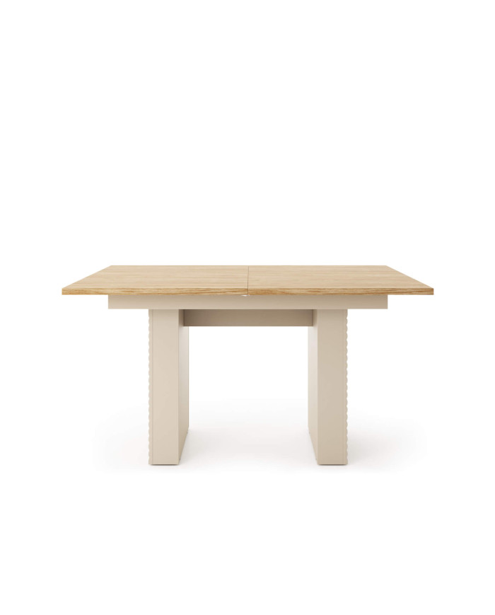 Stół prostokątny Tilia Ti6, rozkładany, 1 wkład powiększający blat, 140-185/75/90 cm, Cashemere/ Dąb olejowany DOLMAR