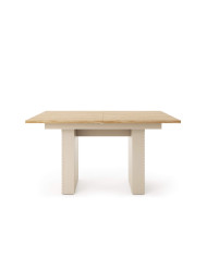 Stół prostokątny Tilia Ti6, rozkładany, 1 wkład powiększający blat, 140-185/75/90 cm, Cashemere/ Dąb olejowany DOLMAR
