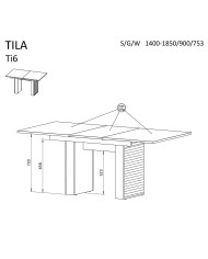 Stół prostokątny Tilia Ti6, rozkładany, 1 wkład powiększający blat, 140-185/75/90 cm, Cashemere/ Dąb olejowany DOLMAR