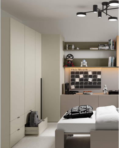 Szafa Woow WO-03, 1-drzwiowa z szufladami, uchylna, szampański, LENART