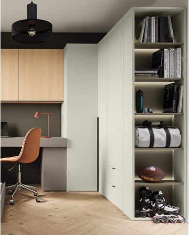 Szafa Woow WO-03, 1-drzwiowa z szufladami, uchylna, szampański, LENART