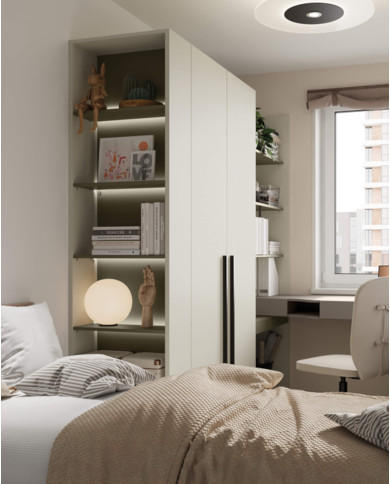 Regał Woow WO-05, z półkami i oświetleniem, szampański/ eukaliptus, LENART Regał Woow WO-05, z półkami i oświetleniem, szampański/ eukaliptus, LENART