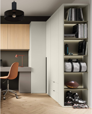 Regał Woow WO-05, z półkami i oświetleniem, szampański/ eukaliptus, LENART Regał Woow WO-05, z półkami i oświetleniem, szampański/ eukaliptus, LENART