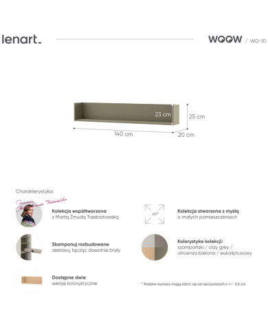 Półka wisząca Woow WO-10, eukaliptus, LENART