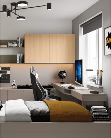 Biurko Woow WO-11 L, z szufladami, szampański/ clay grey, LENART