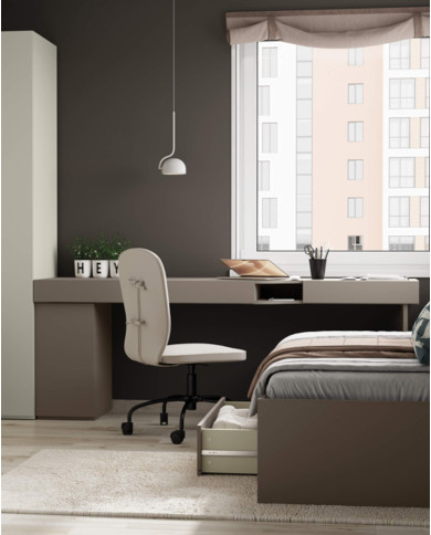 Biurko Woow WO-11 L, z szufladami, szampański/ clay grey, LENART