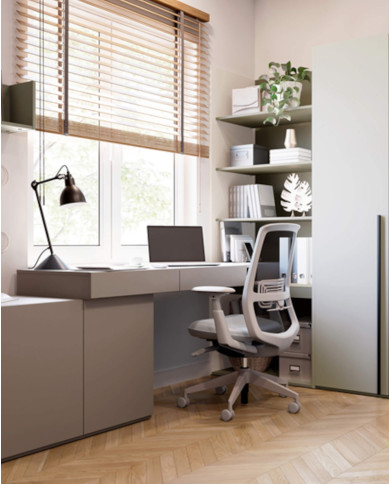 Biurko Woow WO-11 L, z szufladami, szampański/ clay grey, LENART