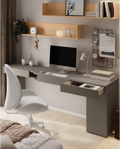 Biurko Woow WO-11 P, z szufladami, szampański/ clay grey, LENART