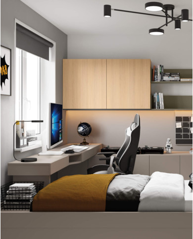 Biurko Woow WO-11 P, z szufladami, szampański/ clay grey, LENART