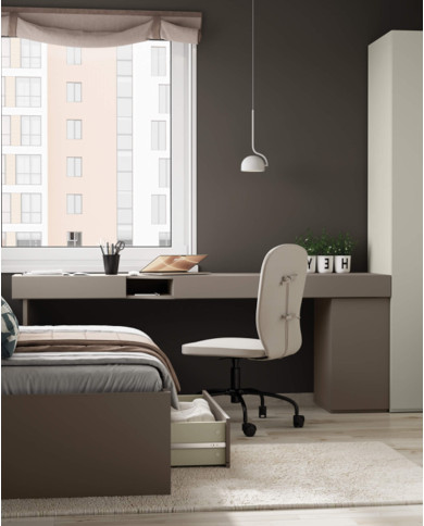 Biurko Woow WO-11 P, z szufladami, szampański/ clay grey, LENART