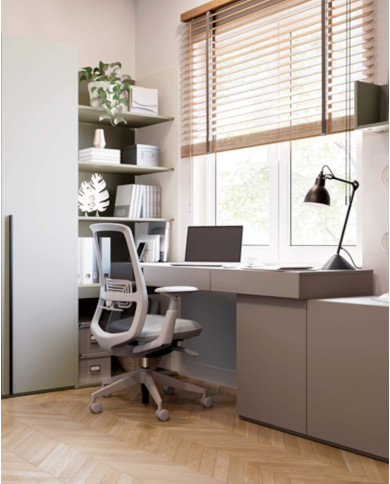 Biurko Woow WO-11 P, z szufladami, szampański/ clay grey, LENART