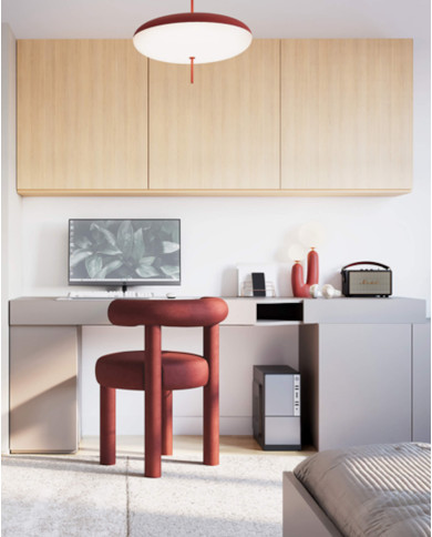 Biurko Woow WO-11 P, z szufladami, szampański/ clay grey, LENART