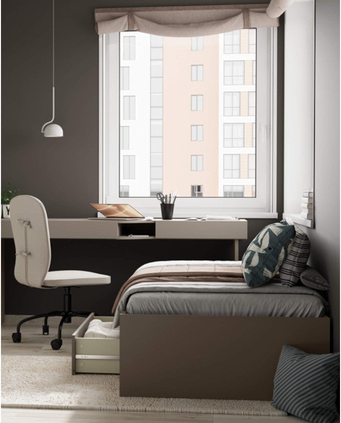Łóżko Woow WO-12, łóżko rozsuwane z 2 szufladami, clay grey, LENART