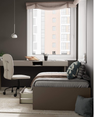 Łóżko Woow WO-12, łóżko rozsuwane z 2 szufladami, clay grey, LENART