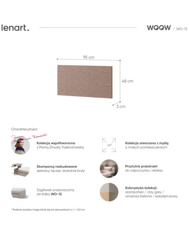 Panel Woow WO-13, panel tapicerowany, tkanina Gemma 13, LENART Panel Woow WO-13, panel tapicerowany, tkanina Gemma 13, LENART