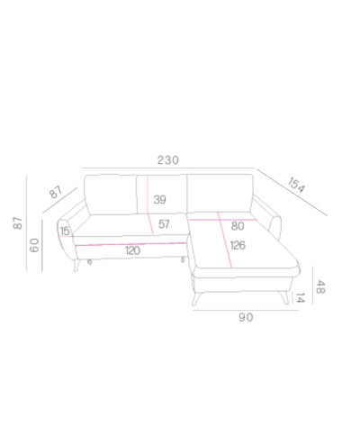 Narożnik Leni 2FB+OSB, funkcja spania, pojemnik, Stagra Narożnik Leni 2FB+OSB, funkcja spania, pojemnik, Stagra