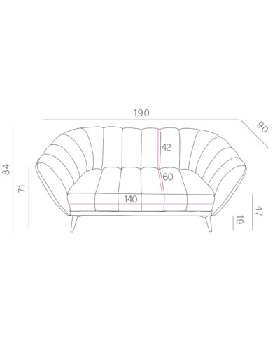 Sofa Valetti 2, dwuosobowa, Stagra