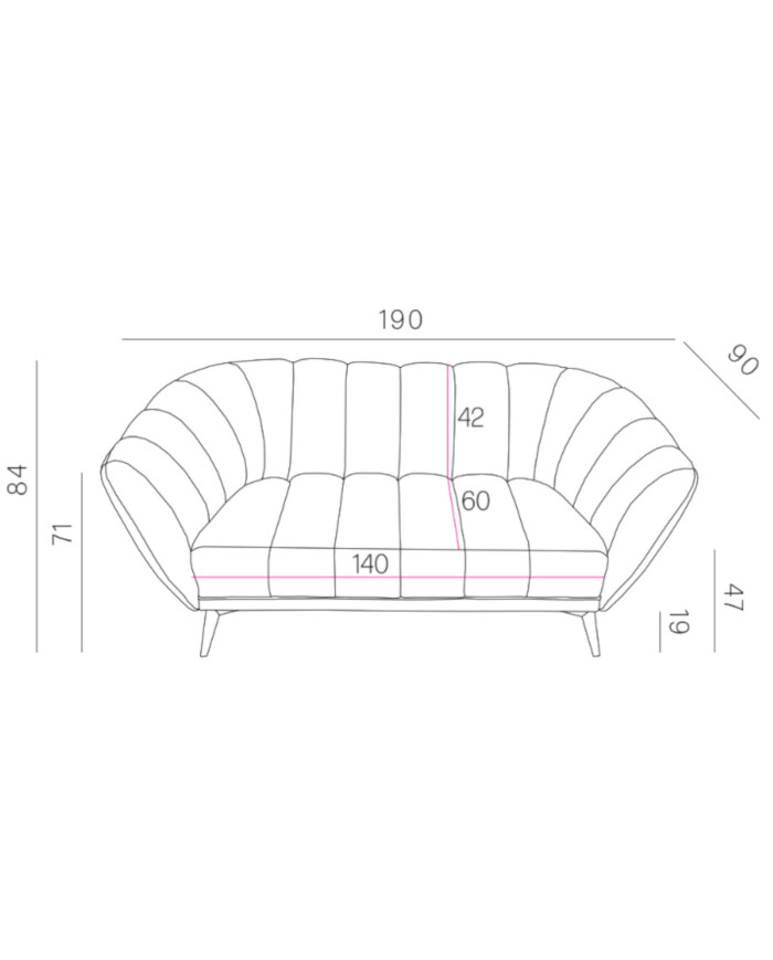 Sofa Valetti 2, dwuosobowa, Stagra