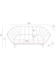 Sofa Valetti 2, dwuosobowa, Stagra